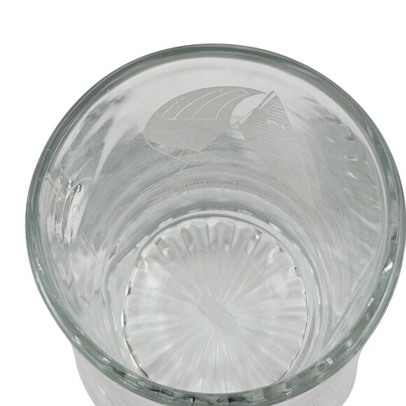 Alwe Beer Stein Pewter Lid 12m Racing Sloop Etched Clear Glass Germany Old Spice - Picture 8 of 10